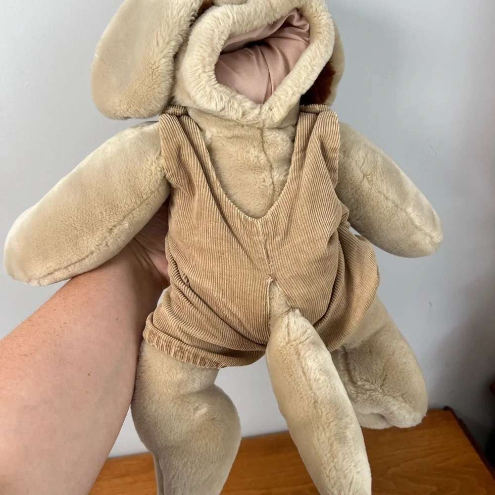 1981 Wrinkles Ganz Bros Boy Dog Puppet Brown Corduroy Overalls Collectible - Picture 4 of 6
